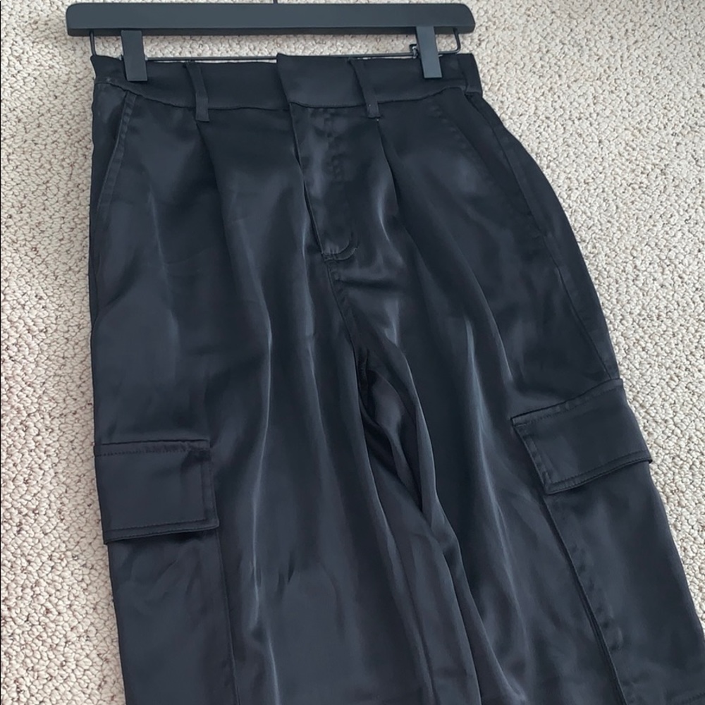 Garage Black Satin Bubble Cargo Pants (Size XS)